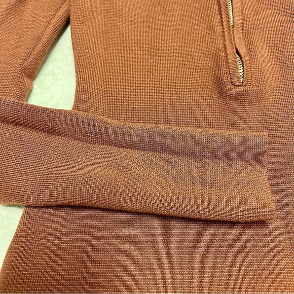 Abercrombie & Fitch-Long-Sleeve Half-Zip Mini Sweater Dress-Size: XSP Rusty. - Picture 5 of 12
